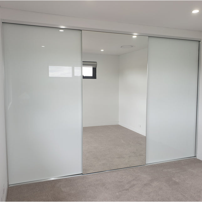 Frameless Mirror & Glass Wardrobe Sliding Doors From 2450mm Height Up To 2750mm Height by Trademaster