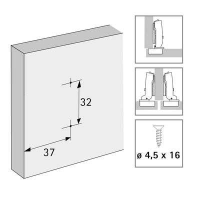 Hettich Hinge For Corner Cabinet Folding Doors - For Pressing In
