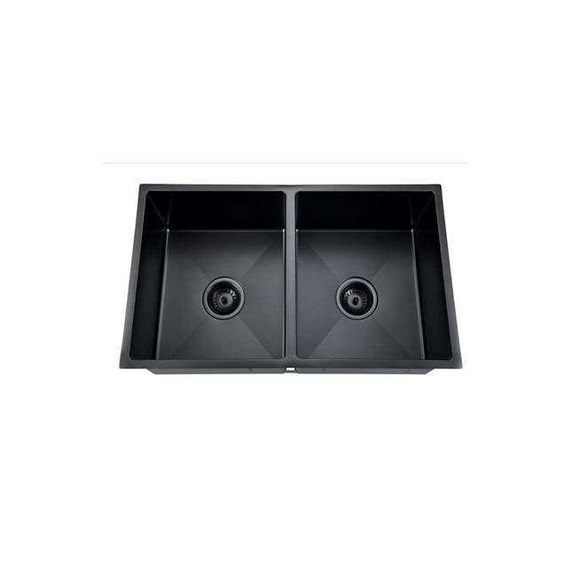 Black Grey Square Under/Over Mount Sink - Double Bowl BKR76D-B
