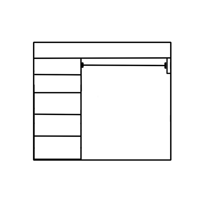 Wardrobe up to 1600mm Width - 458mm Shelf Tower 1 Hanger - WR16SH1H