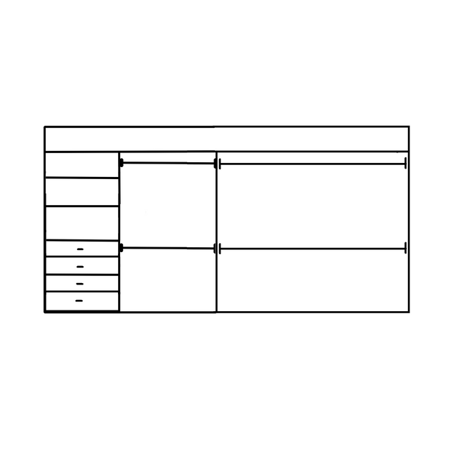 Wardrobe From 1600mm-2400mm Width - 4 Hangers & 1x458w Drawer Tower - WR24DHD