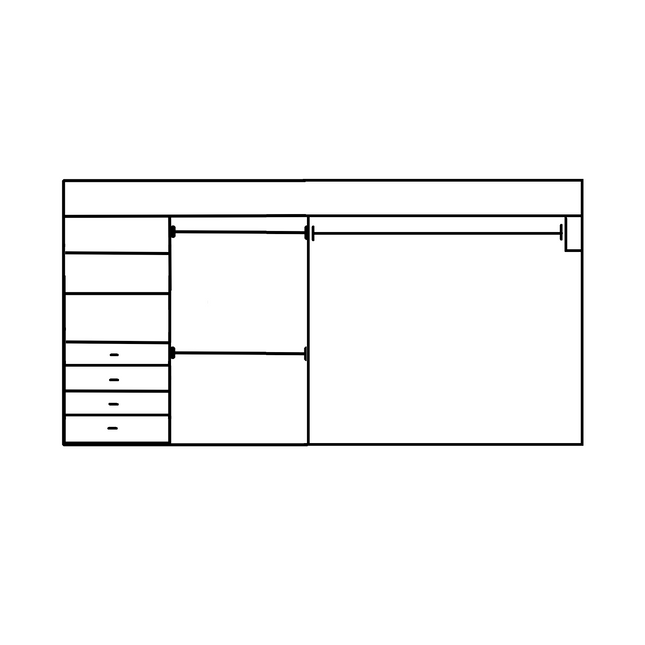 Wardrobe From 1600mm-2400mm Width - 3 Hangers & 1x458w Drawer Tower - WR24HD