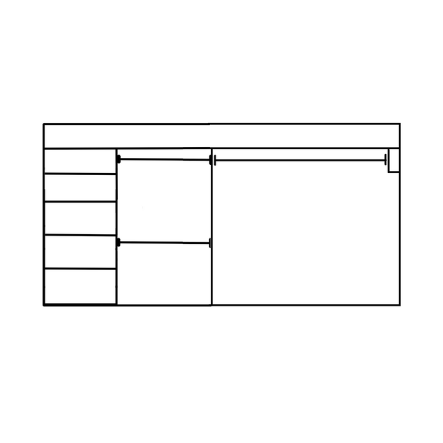 Wardrobe From 1600mm-2400mm Width - 3 Hangers & 1x458w Shelf Tower - WR24HSH