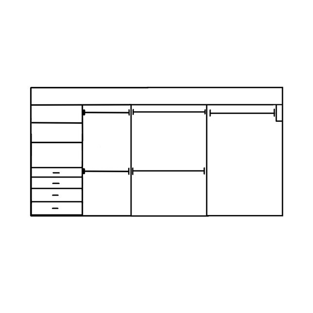 Wardrobe From 2400mm-3600mm Width - 5 Hangers 1x458w Drawer Tower - WR36DH