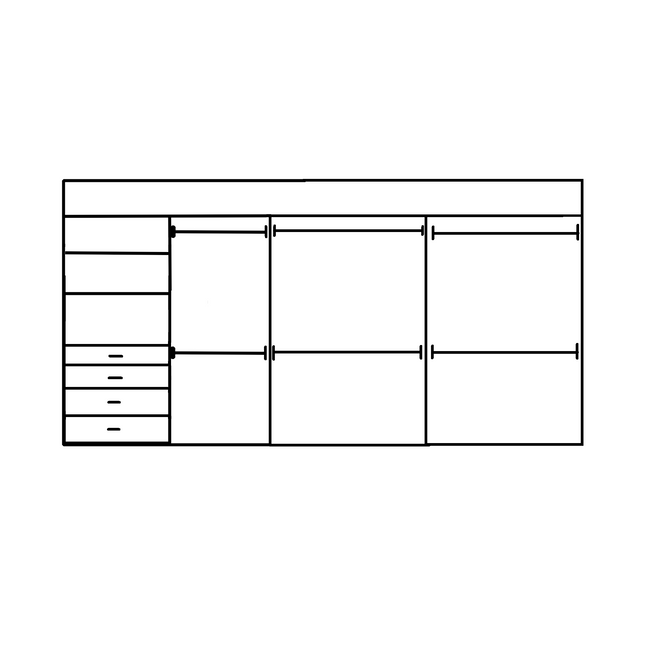 Wardrobe From 2400mm-3600mm Width - 6 Hangers 1x458w Drawer Tower - WR36DHD
