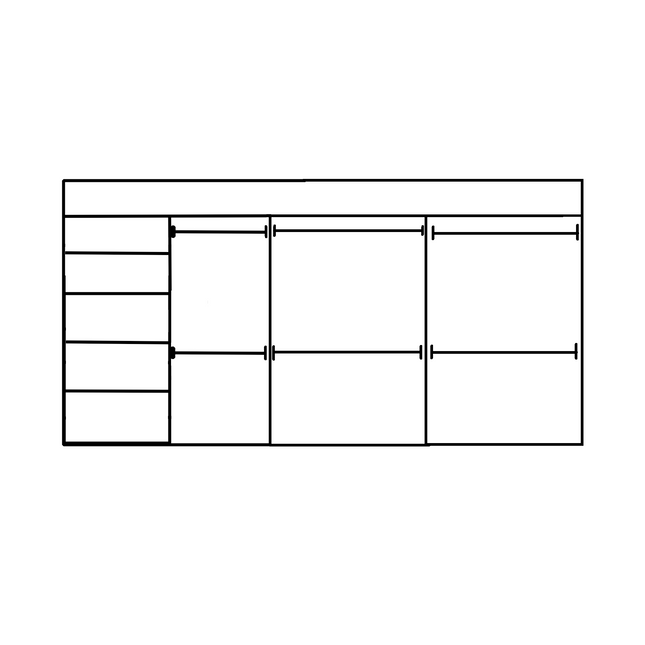 Wardrobe From 2400mm-3600mm Width - 6 Hangers 1x458w Shelf Tower - WR36DHS