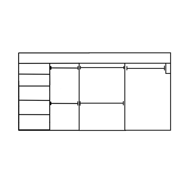 Wardrobe From 2400mm-3600mm Width - 5 Hangers 1x458w Shelf Tower - WR36HSH