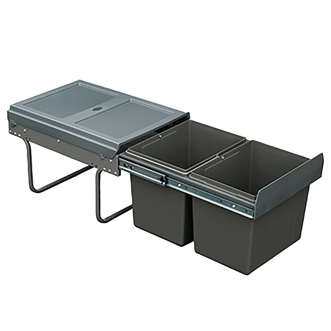 Pull Out Double Waste Bin - Dark Grey 2x15L