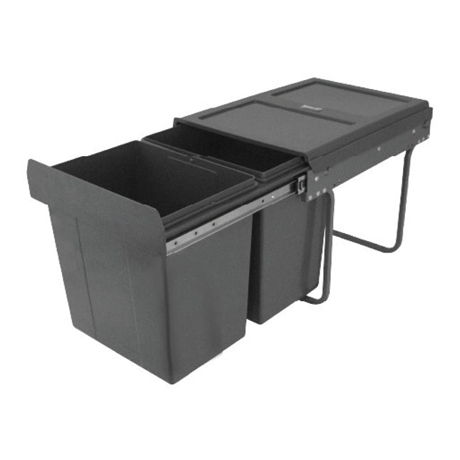 Pull Out Double Waste Bin - Dark Grey 2x20L