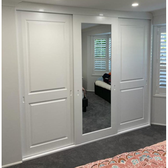 Polyurethane Painted Routered Design With Mirror Wardrobe Sliding Doors Up To 2400mm Height by Trademaster