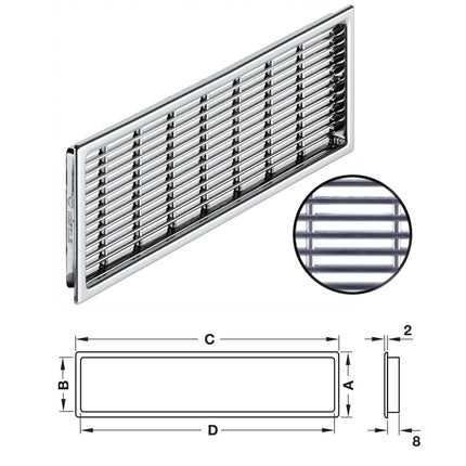 Ventilation Grill - Chrome Plate - By Hafele