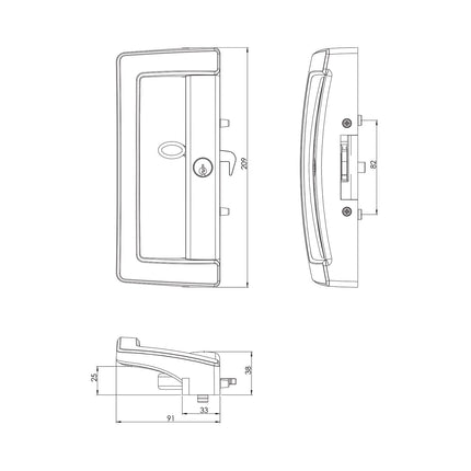 Doric Glass Sliding Patio Door Lock - DS1000A Boston