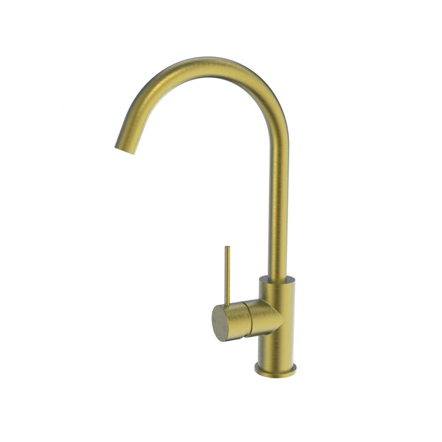 BKM2501-BG Morgan Rund Gooseneck Sink Mixer Brush Gold