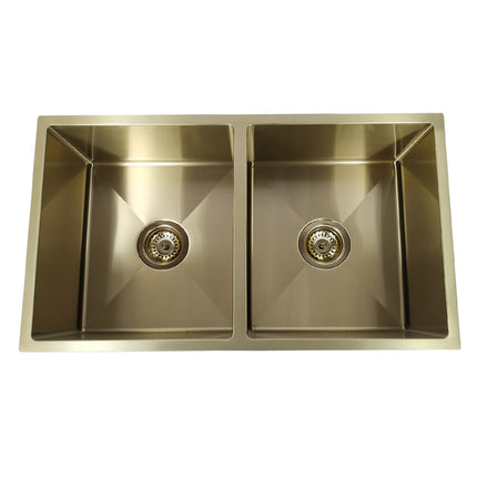 Brush Gold Arcko Lux Under/Over Mount Sink Double Bowl - BKR76D-BG