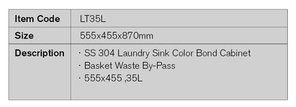 Single Laundry Tub Cabinet - 35L