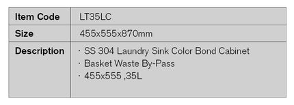 Single Laundry Tub Cabinet - 35LC