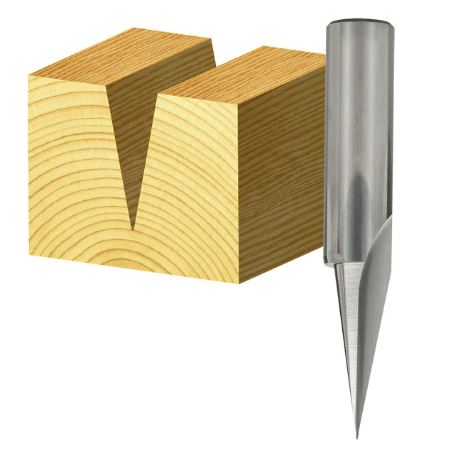 Carbitool Single Flute – 22.5° Vee Groove Bit 1/4 Shank