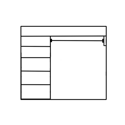 Wardrobe up to 1600mm Width - 458mm Shelf Tower 1 Hanger - WR16SH1H