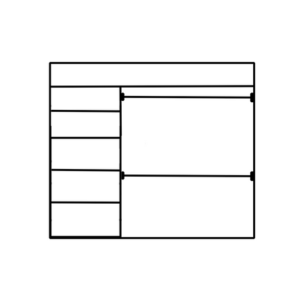 Wardrobe up to 1600mm Width - 458mm Shelf Tower 2 Hangers - WR16SH2H