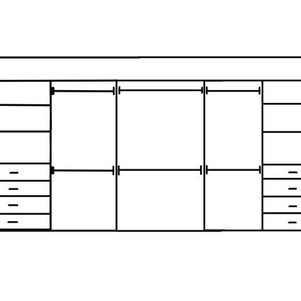Wardrobe From 2400mm-3600mm Width - 6 Hangers 2x458w Drawer Towers - WR36DD