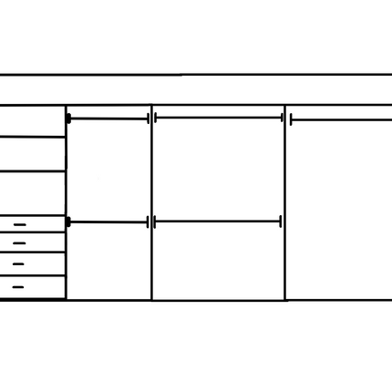 Wardrobe From 2400mm-3600mm Width - 5 Hangers 1x458w Drawer Tower - WR36DH
