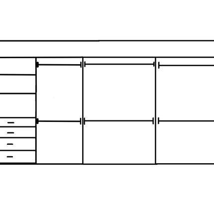 Wardrobe From 2400mm-3600mm Width - 6 Hangers 1x458w Drawer Tower - WR36DHD