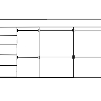 Wardrobe From 2400mm-3600mm Width - 6 Hangers 1x458w Shelf Tower - WR36DHS