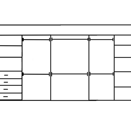 Wardrobe From 2400mm-3600mm Width - 6 Hangers 1x458w Shelf Tower 1x458w Drawer Tower - WR36DSH