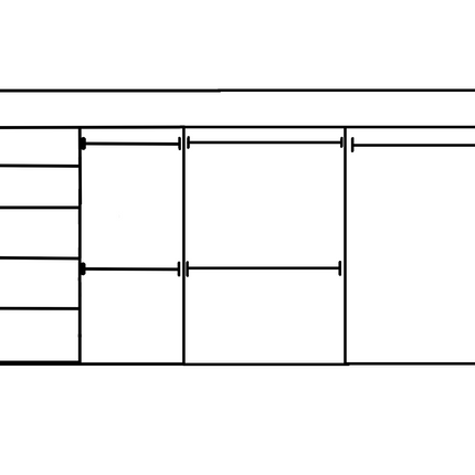 Wardrobe From 2400mm-3600mm Width - 5 Hangers 1x458w Shelf Tower - WR36HSH