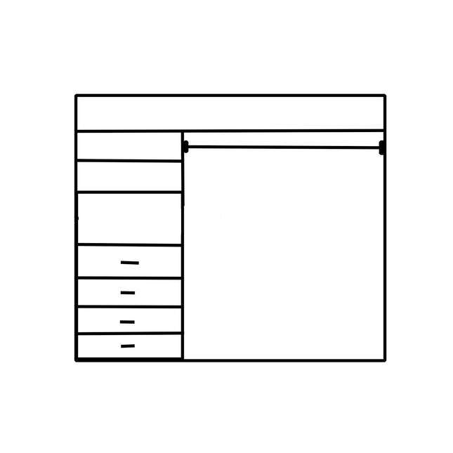 Wardrobe up to 1600mm Width - 458mm Drawer Tower 2 Hangers - WRPWR16D1H