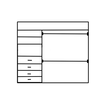 Wardrobe up to 1600mm Width - 458mm Drawer Tower 4 Hangers - WRPWR16D2H