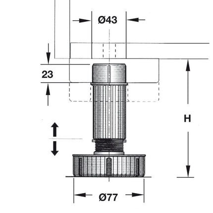 Screw In Adjustable Plastic Leg - By Hafele
