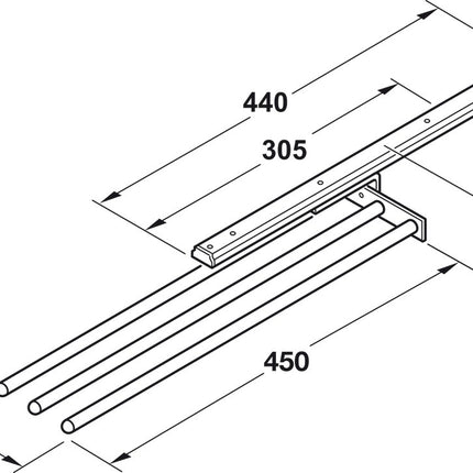 Hafele towel Rail 2 Arm 54 x 460mm Aluminium Silver