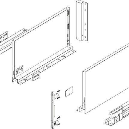 Alto Slim Drawer Set 500mm x Drawer Side Height 199mm - By Hafele
