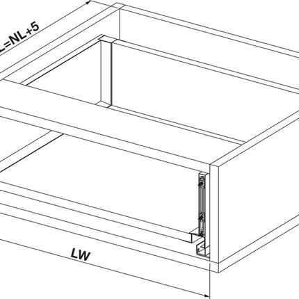 Alto Slim Drawer Set 500mm x Drawer Side Height 135mm - By Hafele