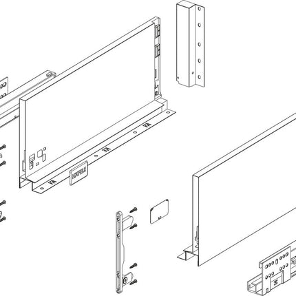 Alto Slim Drawer Set 500mm x Drawer Side Height 167mm - By Hafele