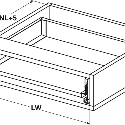 Alto Slim Drawer Set 500mm x Drawer Side Height 84mm - By Hafele