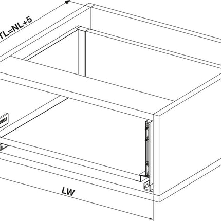 Alto Slim Drawer Set 500mm x Drawer Side Height 167mm - By Hafele