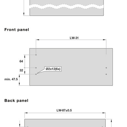 Alto Slim Drawer Set 500mm x Drawer Side Height 135mm - By Hafele