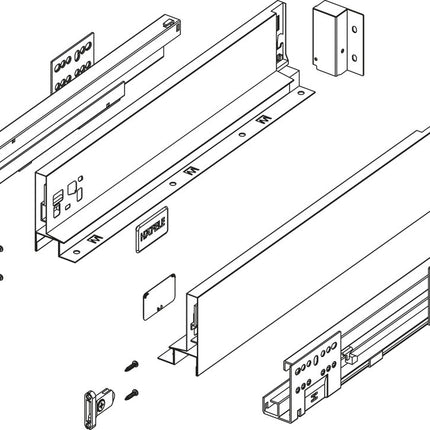 Alto Slim Drawer Set 500mm x Drawer Side Height 84mm - By Hafele