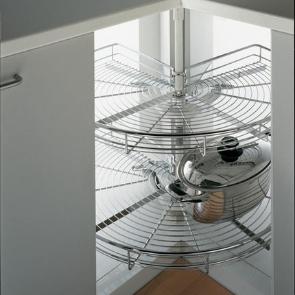 Lazy Susan 3/4 Carasoul Set Chrome Grid 900mm - By Hafele