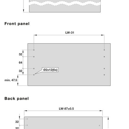 Alto Slim Drawer Set 500mm x Drawer Side Height 167mm - By Hafele