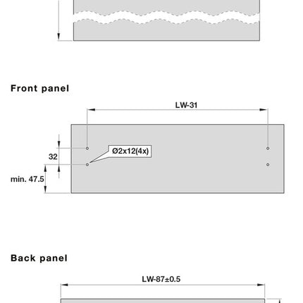 Alto Slim Drawer Set 500mm x Drawer Side Height 84mm - By Hafele