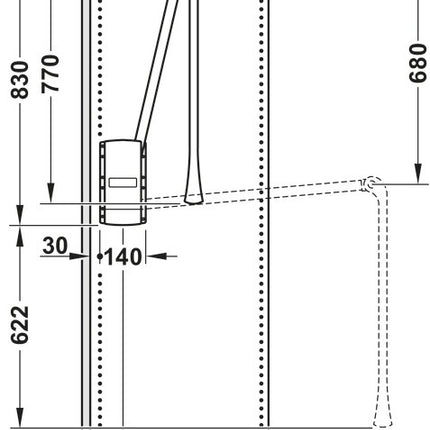 2004 Wardrobe Lift 770-1200mm White/Nickel - By Hafele