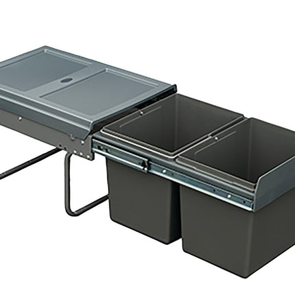 Pull Out Double Waste Bin  - Dark Grey 2x15L