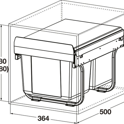 Pull Out Double Waste Bin  - Dark Grey 2x15L