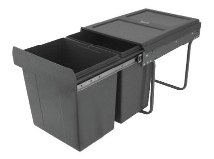 Pull Out Double Waste Bin  - Dark Grey 2x20L