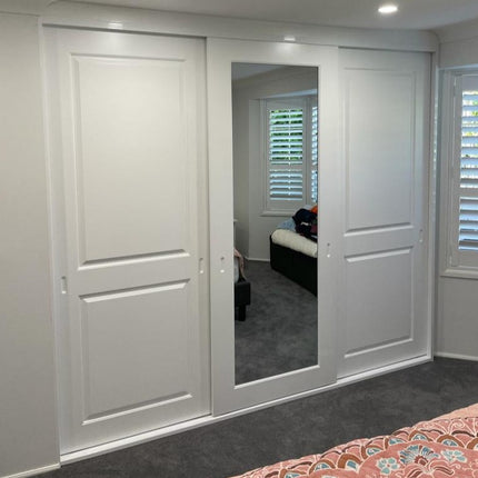 Polyurethane Painted Routered Design With Mirror Wardrobe Sliding Doors Up To 2400mm Height by Trademaster