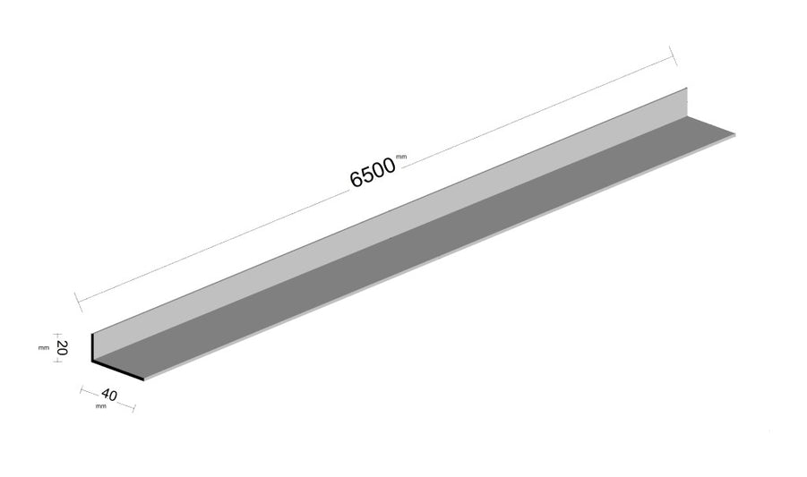 Aluminium Angle Strip 40x20mm - 6.5m