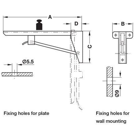 Folding Bracket - Hebgo - 150 kg Load Bearing Capacity - By Hafele
